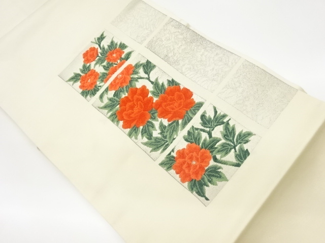 JAPANESE KIMONO / VINTAGE NAGOYA OBI / WOVEN BELL FLOWER & PEONY